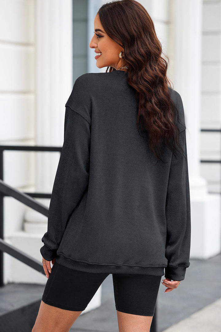 Merry & Bright Corded Sweatshirt – Charcoal