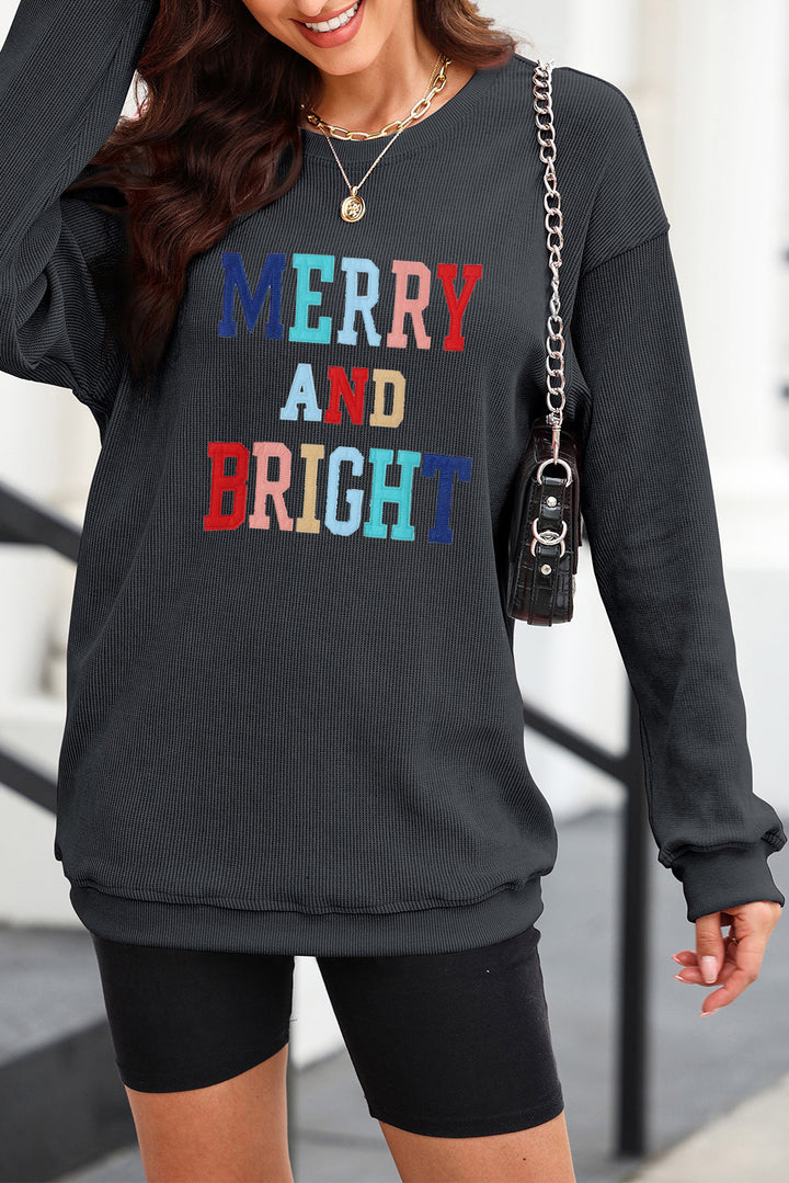 Merry & Bright Corded Sweatshirt – Charcoal