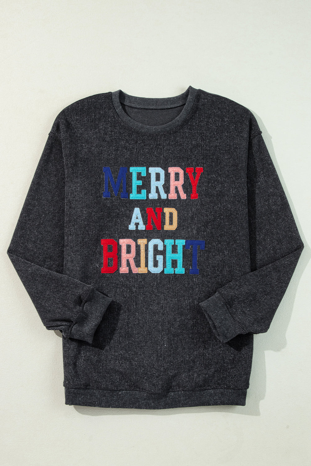 Merry & Bright Corded Sweatshirt – Charcoal