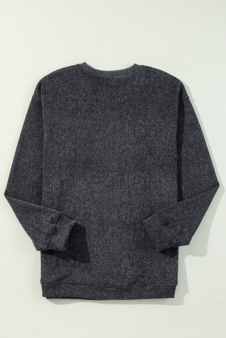 Merry & Bright Corded Sweatshirt – Charcoal