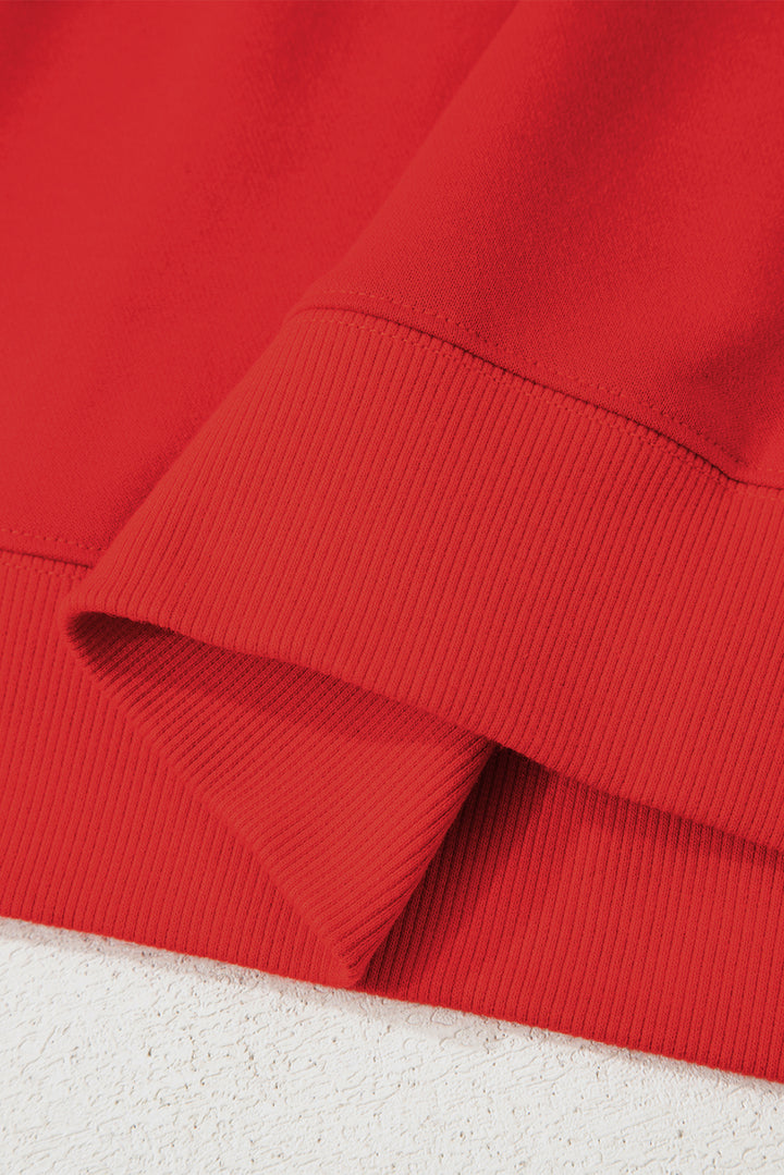 Luke & Estelle “Game On” Varsity Stripe Sweatshirt – Bold Red Essential