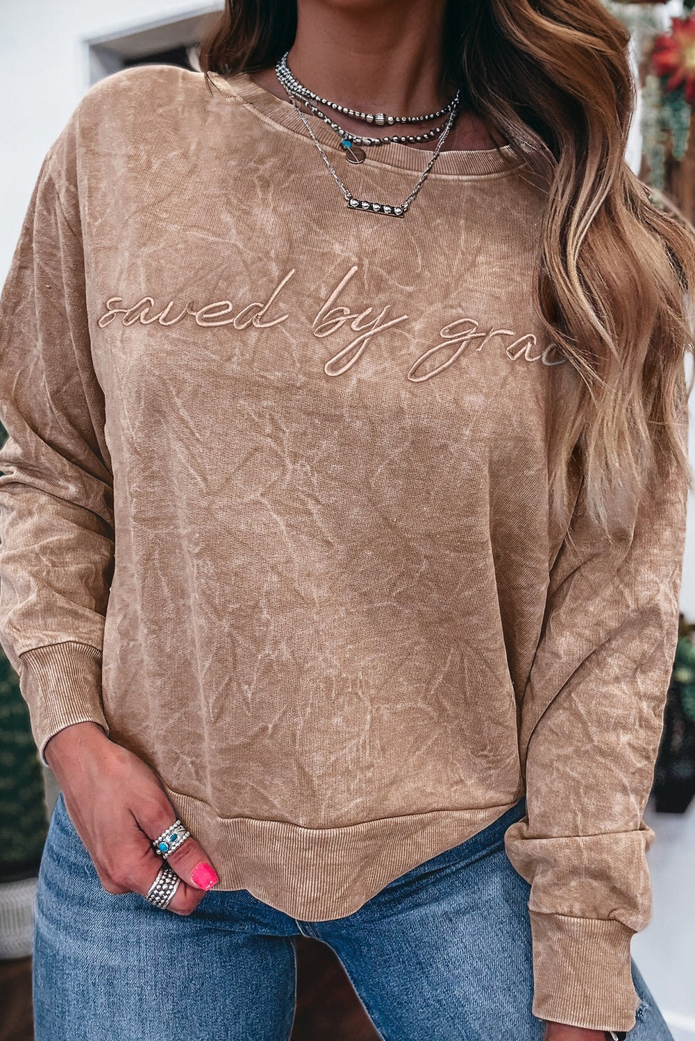 Luke & Estelle “Saved By Grace” Mineral Wash Sweatshirt