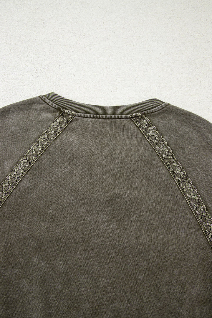 Prairie Lace Washed Sweatshirt – Soft Olive