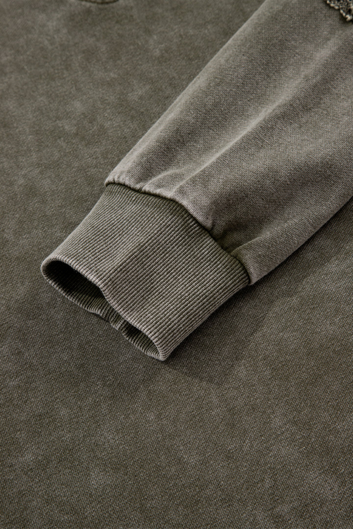 Prairie Lace Washed Sweatshirt – Soft Olive