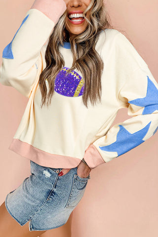 Game Day Glam Pullover – Purple & Gold Sparkle Edition