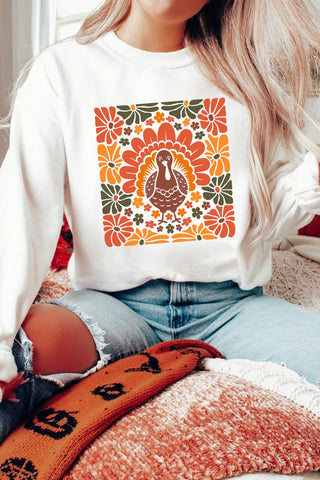 Luke & Estelle “Thankful & Thriving” Retro Turkey Sweatshirt 🦃🍂
