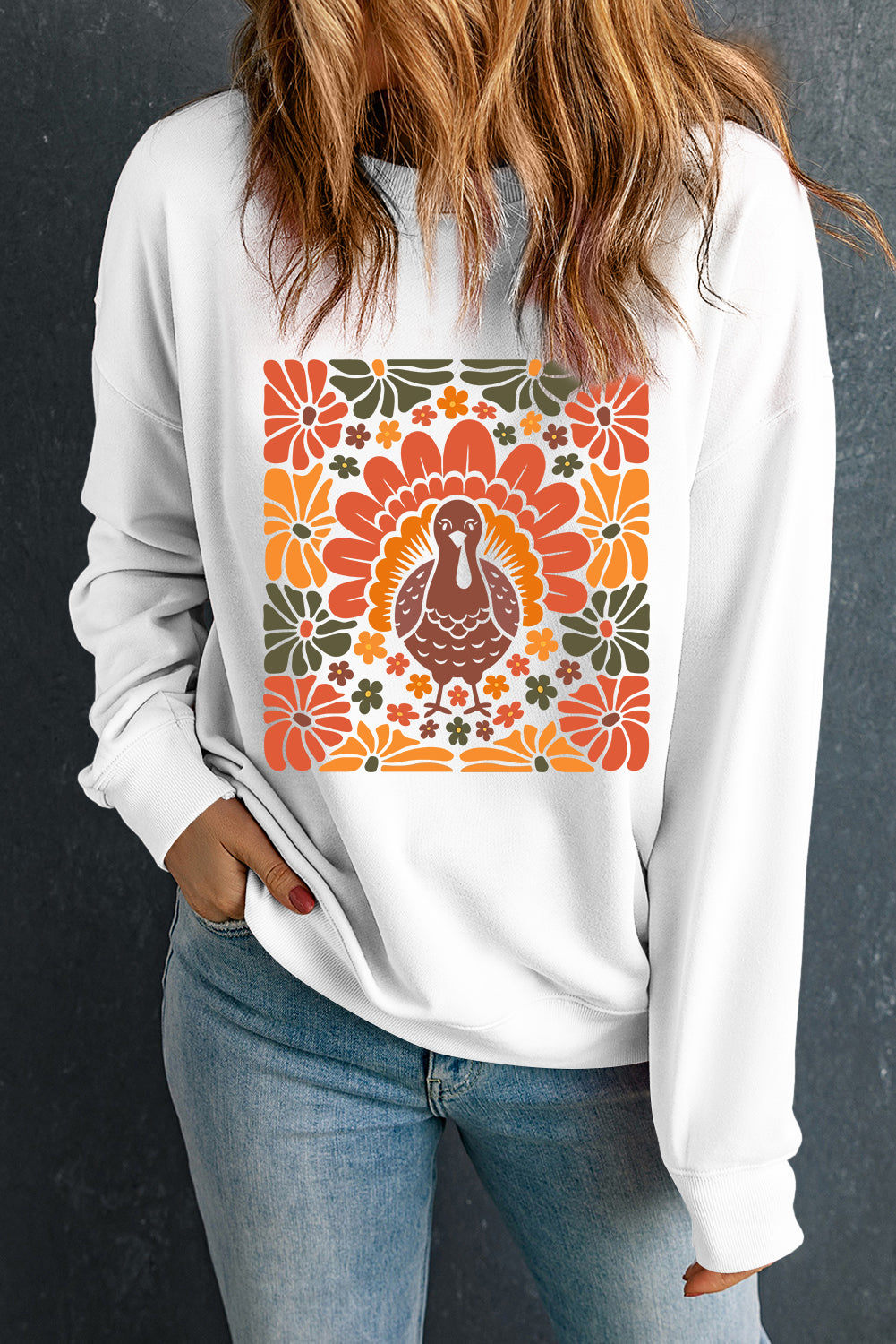 Luke & Estelle “Thankful & Thriving” Retro Turkey Sweatshirt 🦃🍂