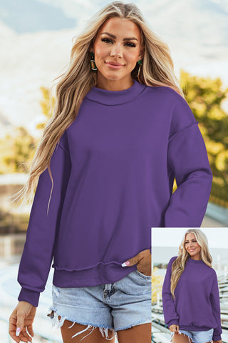 Heirloom Purple Oversized Drop Shoulder Mock Neck Sweatshirt