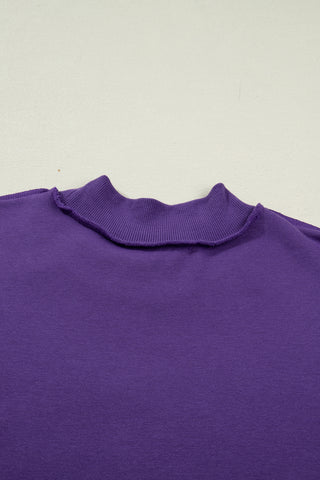 Heirloom Purple Oversized Drop Shoulder Mock Neck Sweatshirt