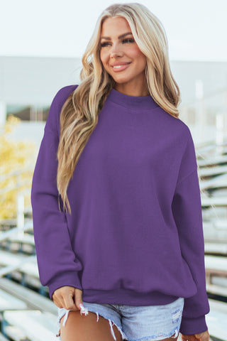 Heirloom Purple Oversized Drop Shoulder Mock Neck Sweatshirt