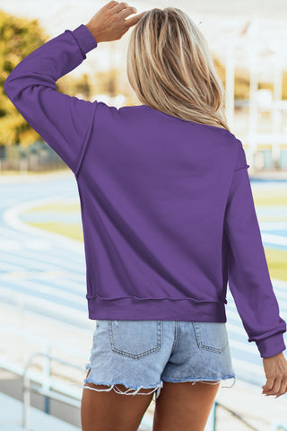 Heirloom Purple Oversized Drop Shoulder Mock Neck Sweatshirt