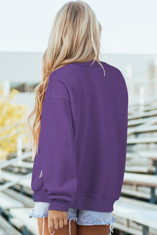 Heirloom Purple Oversized Drop Shoulder Mock Neck Sweatshirt