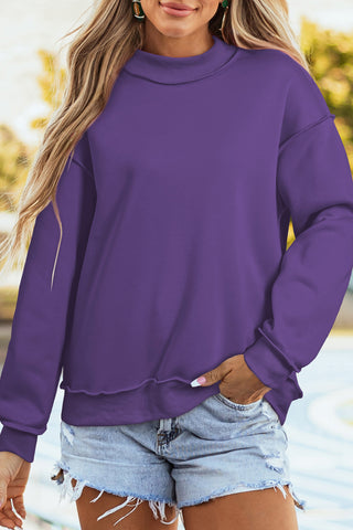 Heirloom Purple Oversized Drop Shoulder Mock Neck Sweatshirt