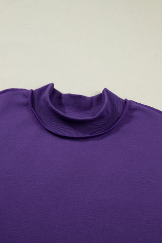 Heirloom Purple Oversized Drop Shoulder Mock Neck Sweatshirt