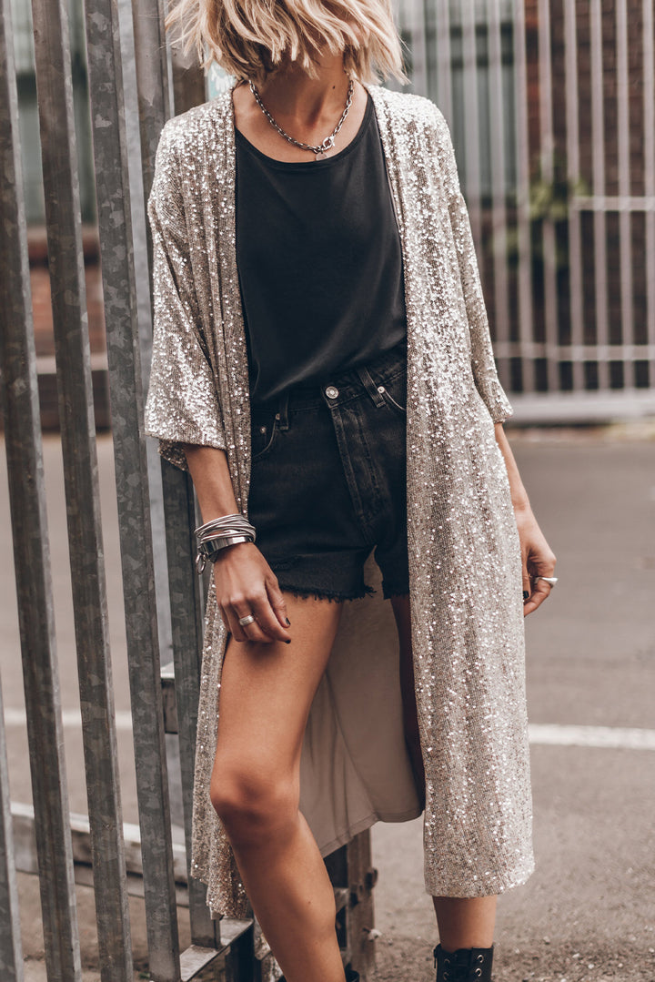Champagne  Sequin Duster Kimono