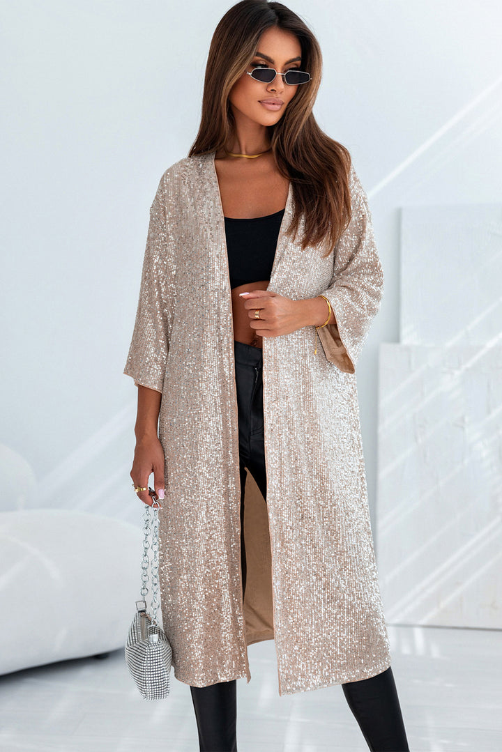 Champagne  Sequin Duster Kimono