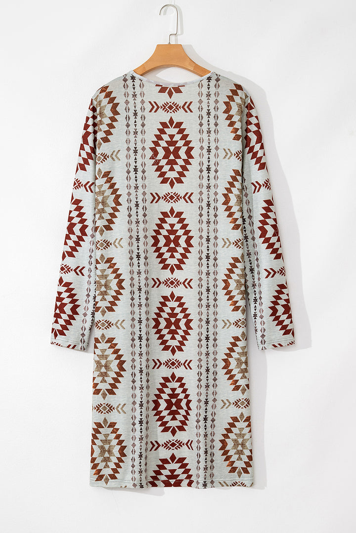 Western Winds Aztec Knit Duster-Rust & Ivory