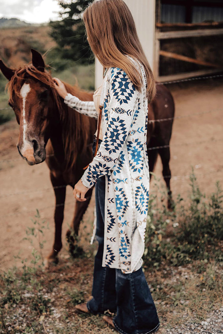 Western Winds Aztec Knit Duster-Blue Accents
