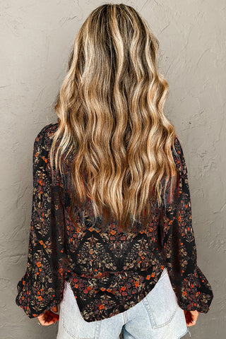 Midnight Garden Blouse – Luxe Black Floral Button Down