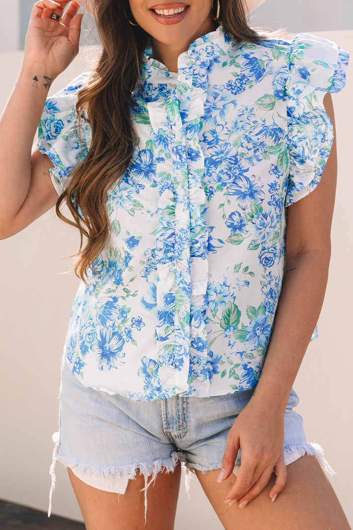 Bluebell Bloom Ruffle Flutter Blouse