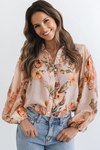 Harvest Bloom Balloon-Sleeve Blouse 🍁
