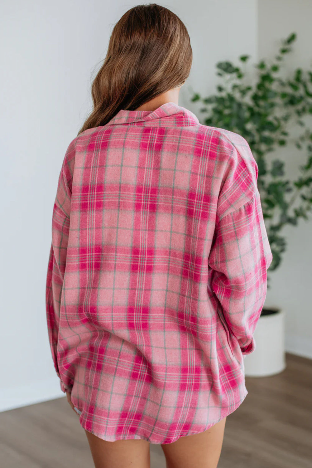 Bubblegum Breeze Oversized Plaid Flannel