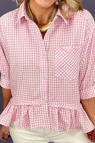 Luke & Estelle Picnic Gingham Ruffle Hem Shirt