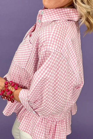 Luke & Estelle Picnic Gingham Ruffle Hem Shirt