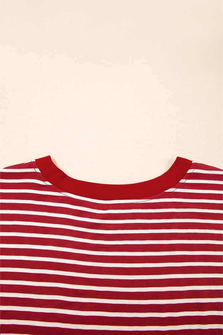 Classic Stripes & Contrast Pocket Tee – Red & White Bold