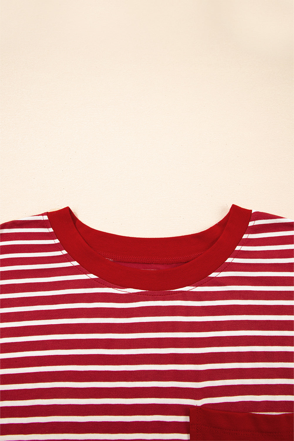 Classic Stripes & Contrast Pocket Tee – Red & White Bold
