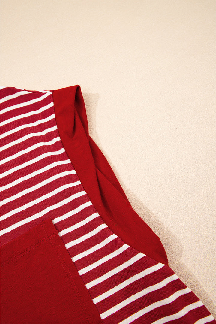 Classic Stripes & Contrast Pocket Tee – Red & White Bold