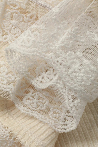Sweet Lace Hem Ribbed Tank with Built-In Bra