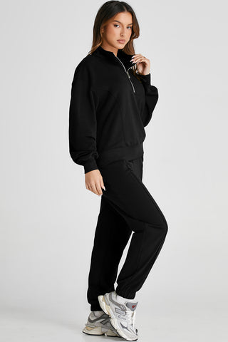 ✨ Cozy Chic Quarter-Zip Lounge Set (Black or Powder Blue) ✨