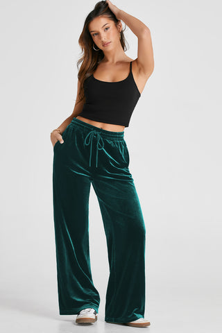 ✨ Luxe Lounge Velvet Wide Leg Pants – Available in Black, Emerald & Wine ✨