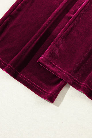 ✨ Luxe Lounge Velvet Wide Leg Pants – Available in Black, Emerald & Wine ✨