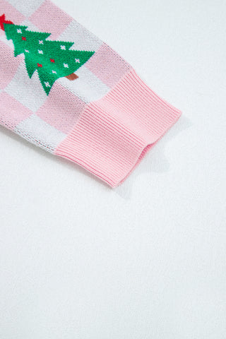 🎄🎅🏻 “Candy Cane Dreams Checkered Christmas Cardigan” – Pink & White (OR) Red & White