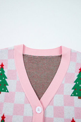 🎄🎅🏻 “Candy Cane Dreams Checkered Christmas Cardigan” – Pink & White (OR) Red & White