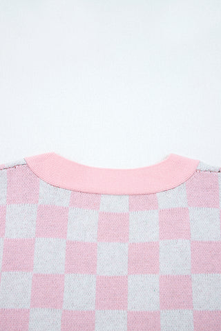 🎄🎅🏻 “Candy Cane Dreams Checkered Christmas Cardigan” – Pink & White (OR) Red & White