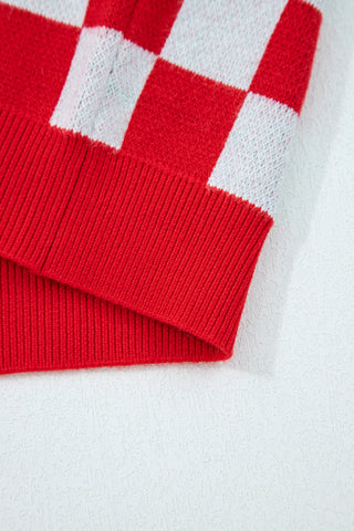 🎄🎅🏻 “Candy Cane Dreams Checkered Christmas Cardigan” – Pink & White (OR) Red & White