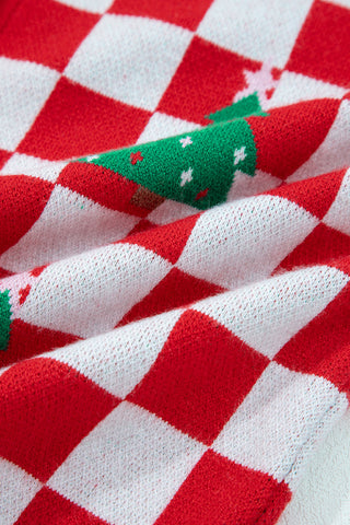 🎄🎅🏻 “Candy Cane Dreams Checkered Christmas Cardigan” – Pink & White (OR) Red & White