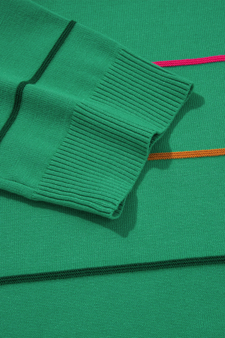 Good Vibes Stripe Knit Sweater Tee — Kelly Green