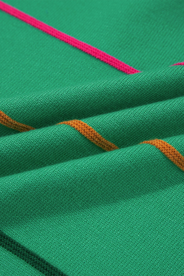 Good Vibes Stripe Knit Sweater Tee — Kelly Green