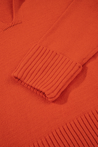 Pumpkin Glow V-Neck Collar Sweater