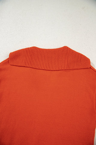 Pumpkin Glow V-Neck Collar Sweater