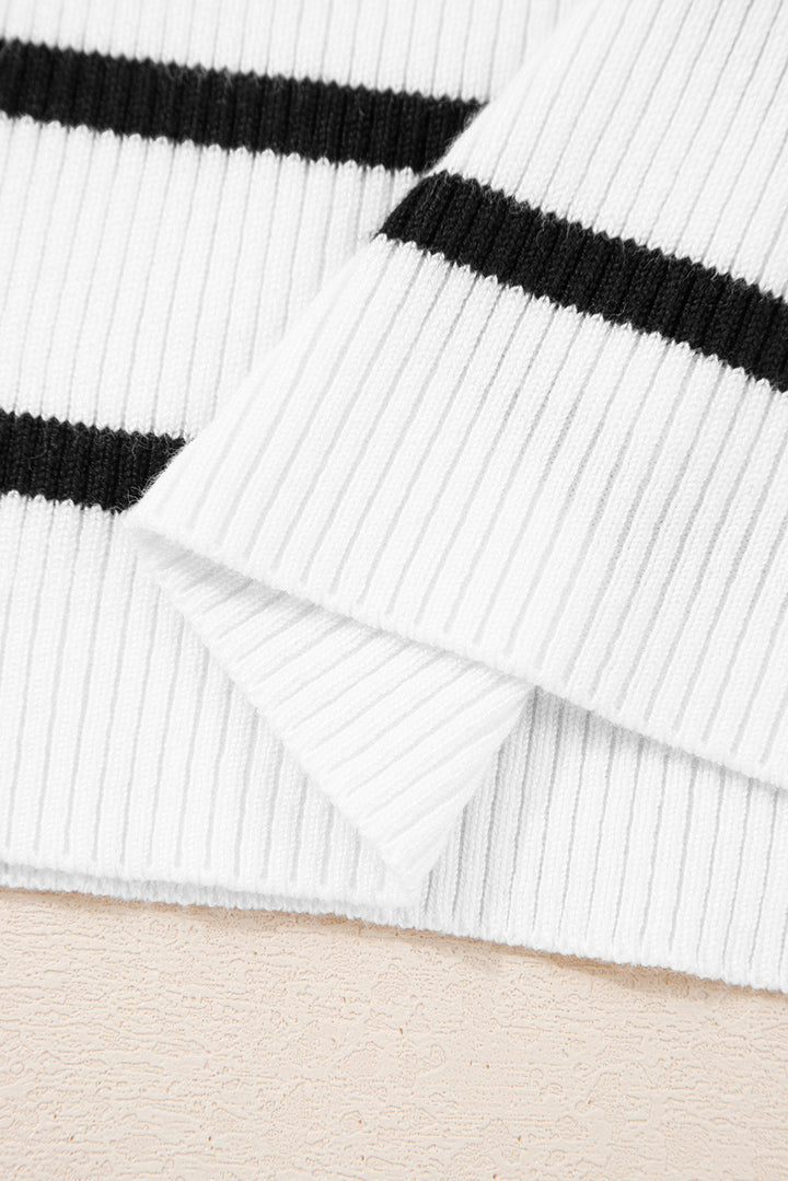 Scallop Sweetheart Ribbed Stripe Top – Black & White