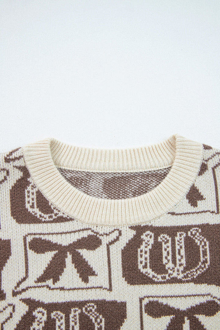 Cocoa Rodeo Jacquard Crewneck Sweater
