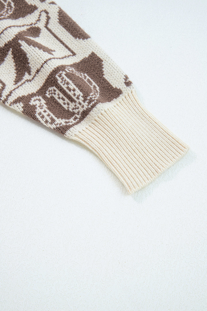 Cocoa Rodeo Jacquard Crewneck Sweater