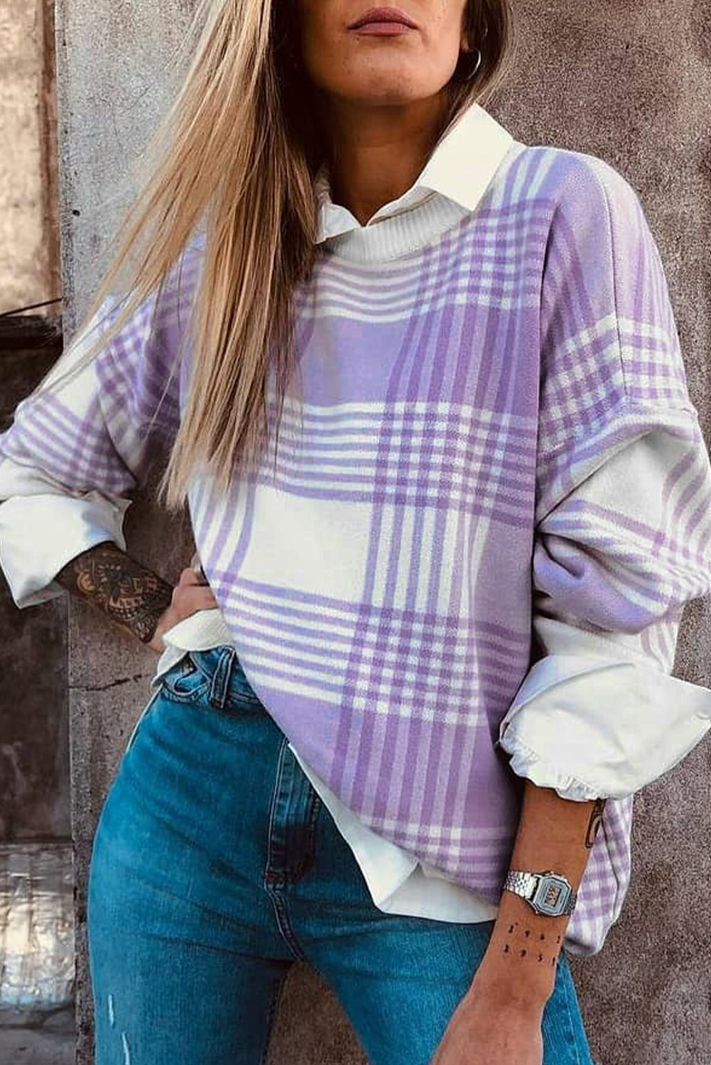 Lavender Daydream Plaid Pullover