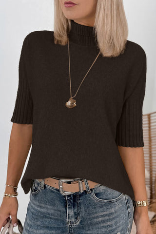 Luke & Estelle Quiet Morning Short Sleeve Mock Neck Sweater