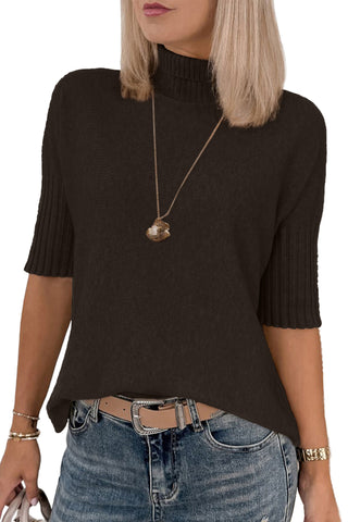 Luke & Estelle Quiet Morning Short Sleeve Mock Neck Sweater